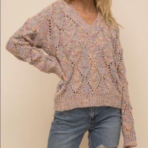 NWT Hem & Thread Multicolor V-Neck Sweater Medium